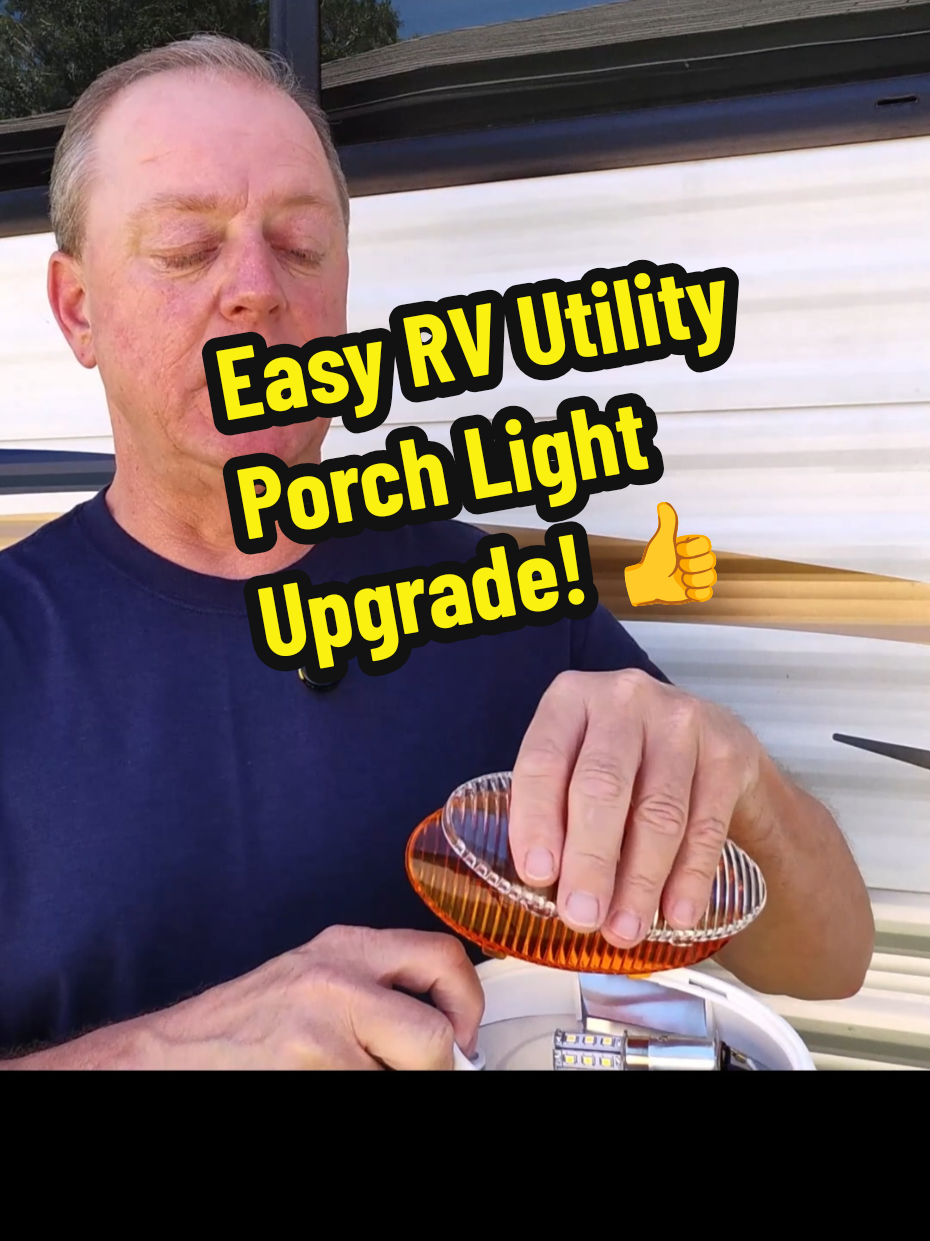 Our easy RV upgrade with this Lumitronics LED Utility Porch Light looks so much better! 🤩 #rvlife #rvtips #upgrade  #contentcreator  #amazonfinds 