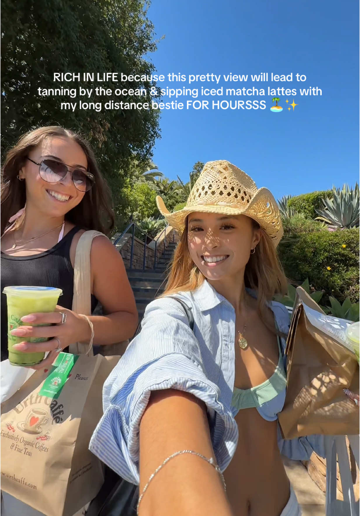 the UV being an 11 was really the cherry on top 😩🍒🤌 #fyp #besties #socal #longdistancefriendship #forthegirls #lagunabeach #beachday #relatable #icedmatcha 
