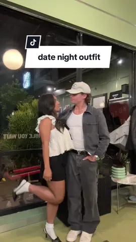 date night fit check w the boyf 🤍 the type of date where it felt like our first all over again hehe 🥹 #datenight #datenightoutfit #boyfriend #couple #matchingoutfits 