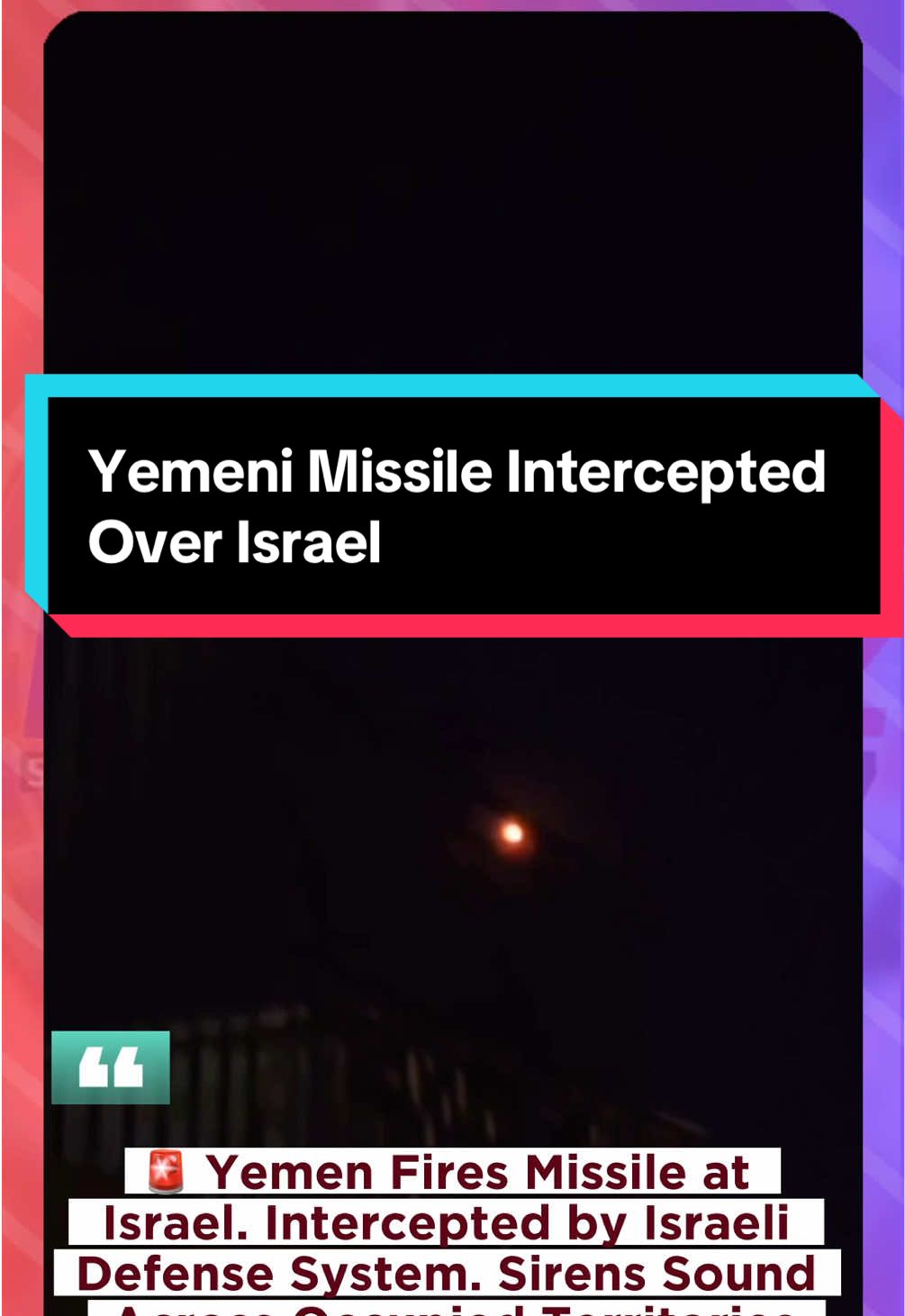 🚨 BREAKING: Yemen Fires Missile at Israel The Yemeni Armed Forces launched a ballistic missile targeting Israeli positions in the occupied territories. 🔊 Sirens were triggered in several areas across southern Israel, prompting civilians to seek shelter. 🛡️ The Israeli military claims it successfully intercepted the missile using its air defense systems. 💬 Tensions in the region continue to escalate. #Israel #Yemen #MissileAttack #MiddleEast #RedSeaTensions #IDF #BreakingNews #NewsBuzz247