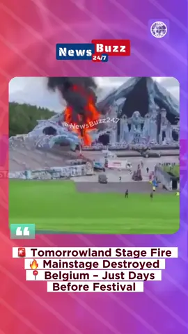 🚨 BREAKING: A massive fire has destroyed the mainstage at the Tomorrowland music festival in Belgium, just 2 days before the event was set to begin. 🎪 The stage, still under construction, was engulfed in flames, with dramatic footage showing smoke rising over the festival grounds. 📍 Firefighters quickly responded, and no injuries have been reported so far. 🎶 Tomorrowland is one of the biggest electronic music festivals in the world, drawing hundreds of thousands of fans. 🔥 The cause of the fire is under investigation. #Tomorrowland #BreakingNews #FestivalFire #Belgium #EDM #MusicFestival #FireNews #NewsBuzz247