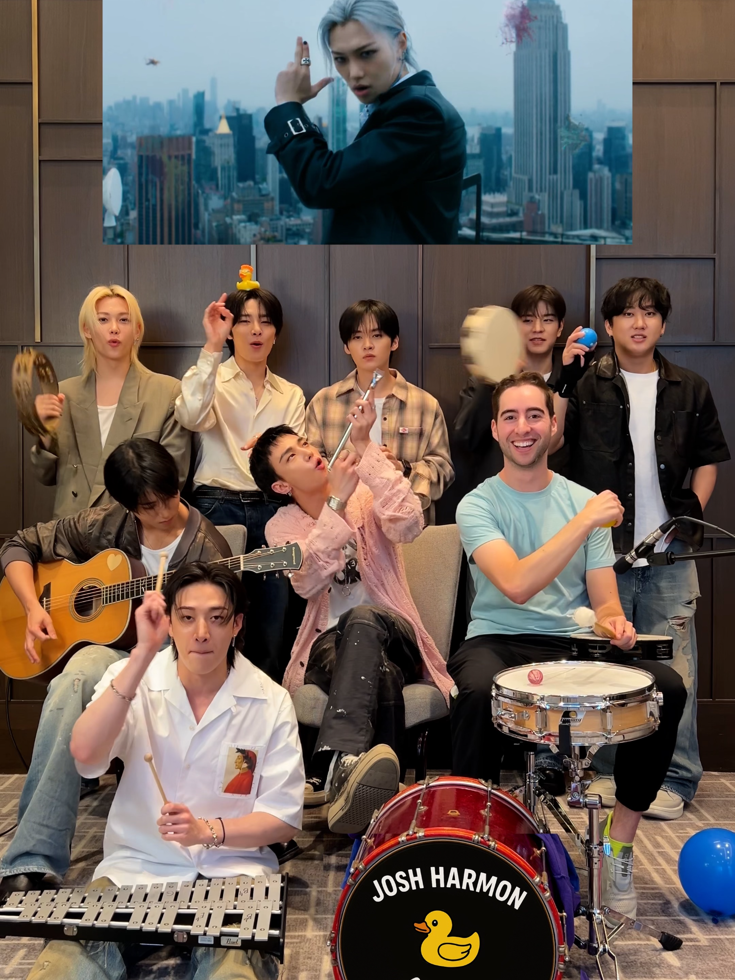 Acoustic K-pop with @jypestraykids ! What a blast to make music with one of the biggest K-pop groups in the world, Stray Kids. This is a live arrangement of their hit song Chk Chk Boom, which has hundreds of millions of streams. Wild! These guys are absolute pros… just two takes and we were done! So cool. They’re also some of the nicest people – we all became instant friends despite many of us not speaking the same language. Nothing beats making music! :) #straykids #스트레이키즈