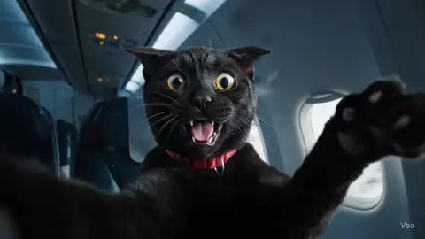 ✈️🪂😾 #veo3 #cat #ai #blackcat #airplane #parachute #cattok 