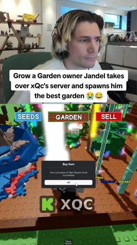 😂 he didn't know until chat told him #xqc #growagarden #jandel #roblox #robloxdev #funny #gaming #fyp 