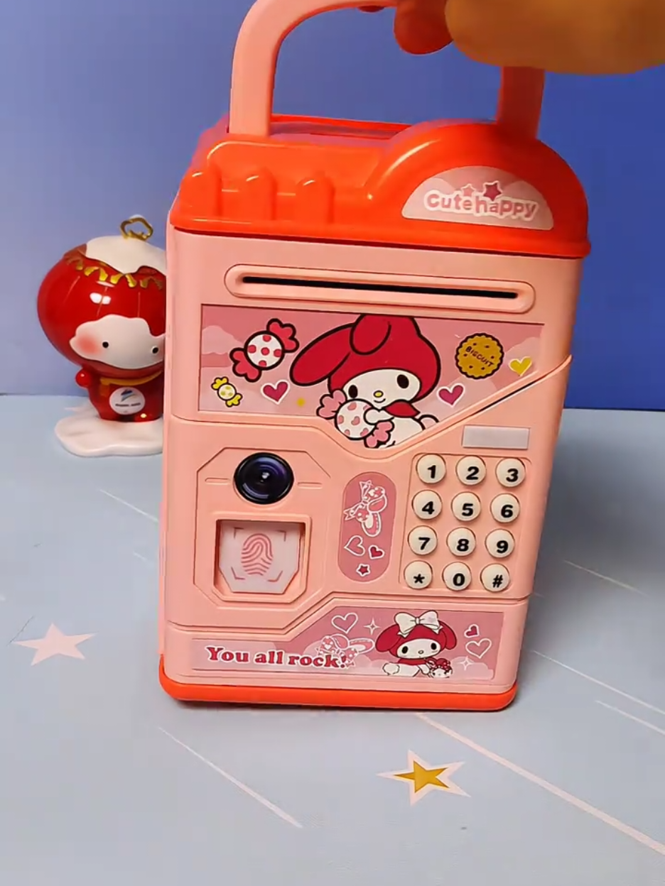 Piggy Bank Girl My Melody Children's Girl Safe Deposit Box with Fingerprint Password Rechargeable High Appearance. #piggybank #mymelody 