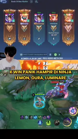 X Win Paniq Hampir Dininja Sama Lemon😂 #MLBBDinoPlanet #MLBBMysticMeow #MLBBALLSTAR #xwin #rrqlemon #luminaire 