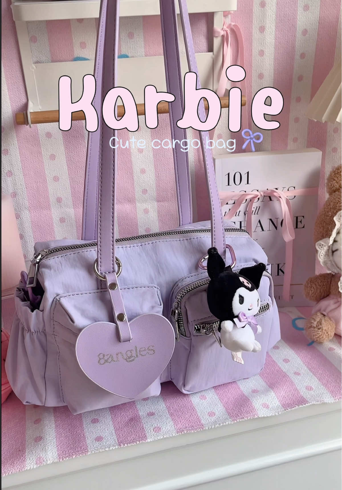 Karbie : สีม่วงงงง น่ารักกไม่ไหวว 💖✨ ถ้านี่ไม่ใช่กระเป๋าสีม่วงที่น่ารักที่สุด จะเป็นอะไรได้ 🎀✨ #8anglesshop #8angles #karbie8angles #กระเป๋าไนลอน 