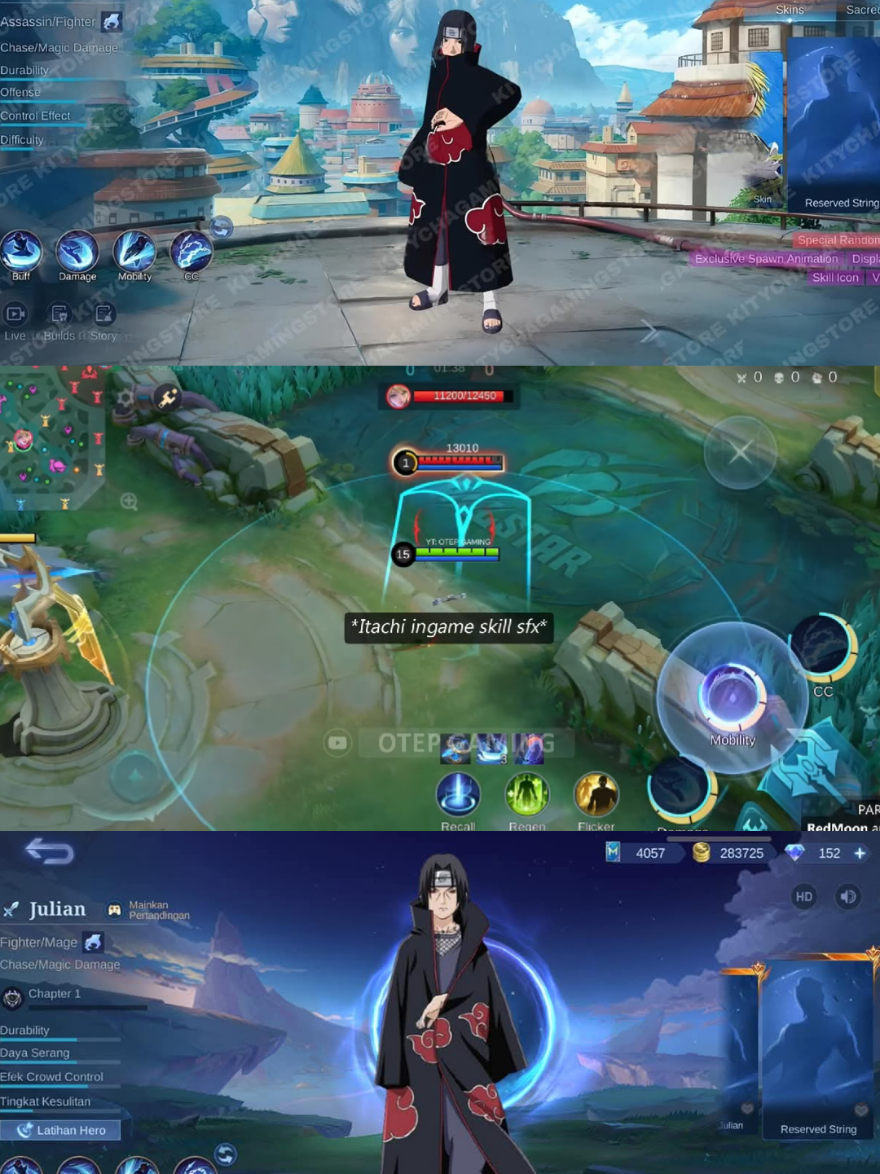 Pembaruan terkini pada skin Itachi dan Minato kini telah tersedia, namun untuk saat ini hanya SFX dari skin tersebut yang tersedia, MLBB x Naruto bagian 2 pasti akan dirilis tahun depan, nantikan saja. #mlbbxnaruto #itachiskin #julianxitachi #mlbbxnarutopart2 #mobilelegends 