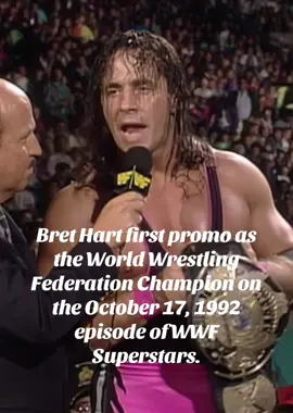 Bret Hart first promo as the World Wrestling Federation Champion on the October 17, 1992 episode of WWF Superstars. #wwf #prowrestling #wrestling #brethart #brethitmanhart #hitman #hartfoundation #1992 #nostalgia #popculture #america #respect #usa #canada #wwfchampion #wwfchampionship #wwechampion #wwechampionship #excellenceofexecution #ricflair #mrperfect 