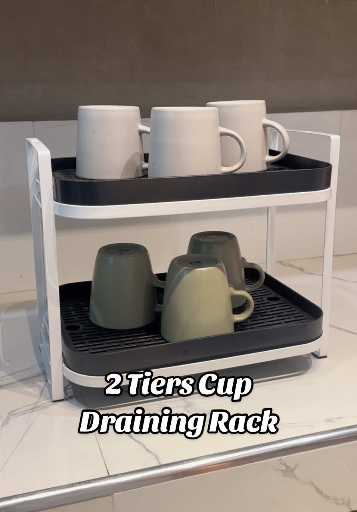 2 tiers cup draining rack ❤️ #dryingrack #cupdryingrack #kitchenrack #kitchen #KitchenHacks #cup #foryou #fyp 