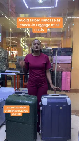 Always go for a rubber unbreakable suitcase as check-in luggage  Features  *inbult TSA lock and double zipper which Makes the suitcase secure. *its unbreakable  *waterproff 💦 *very spacious  *rubber wheels which can be used on rough and smooth surface. #suitcases #suitcasenairobi #nairobitiktokers #foryoupage❤️❤️ #foryouu #foryouofficial #suitcaseplugnairobi #traveltiktoks #travelaccessories #creatorsearchinsights2025 #fyp #kenyantiktok🇰🇪 