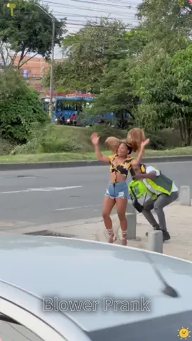 Her wig is flying #funny #funnyvideo #fun #laugh #wig #prank #blower #fyp #tiktok 