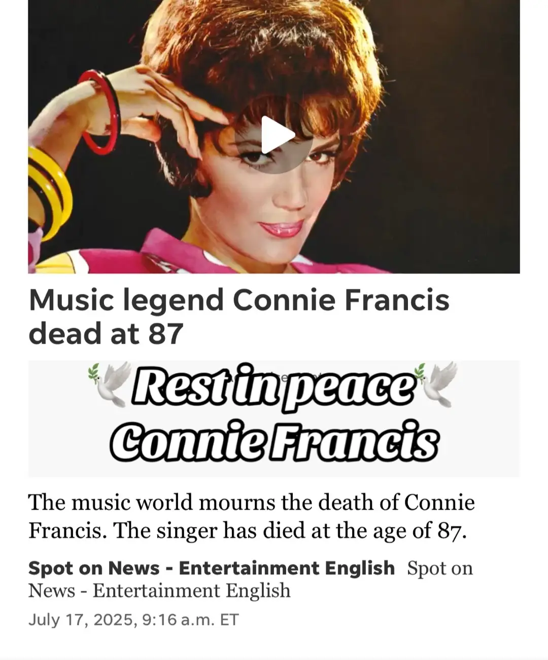 #conniefrancis #prettylittlebabies #restinpeace 