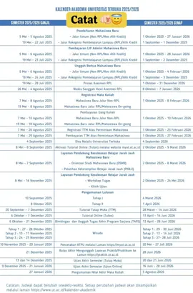 📅 Jangan Sampai Ketinggalan! Kalender Akademik UT udah keluar gengs! Catet tanggal-tanggal penting biar gak zonk pas Tuton, UAS, sampe Registrasi! Tag temenmu yg masih suka nanya “Eh ini kapan yaa?” 😅 #UniversitasTerbuka #UT2025 #MahasiswaUT #KalenderAkademik #TutonUT #UASUT #RegistrasiUT #TipsMahasiswa #UTUpdate #InfoKampus #jadwalut #fyp 