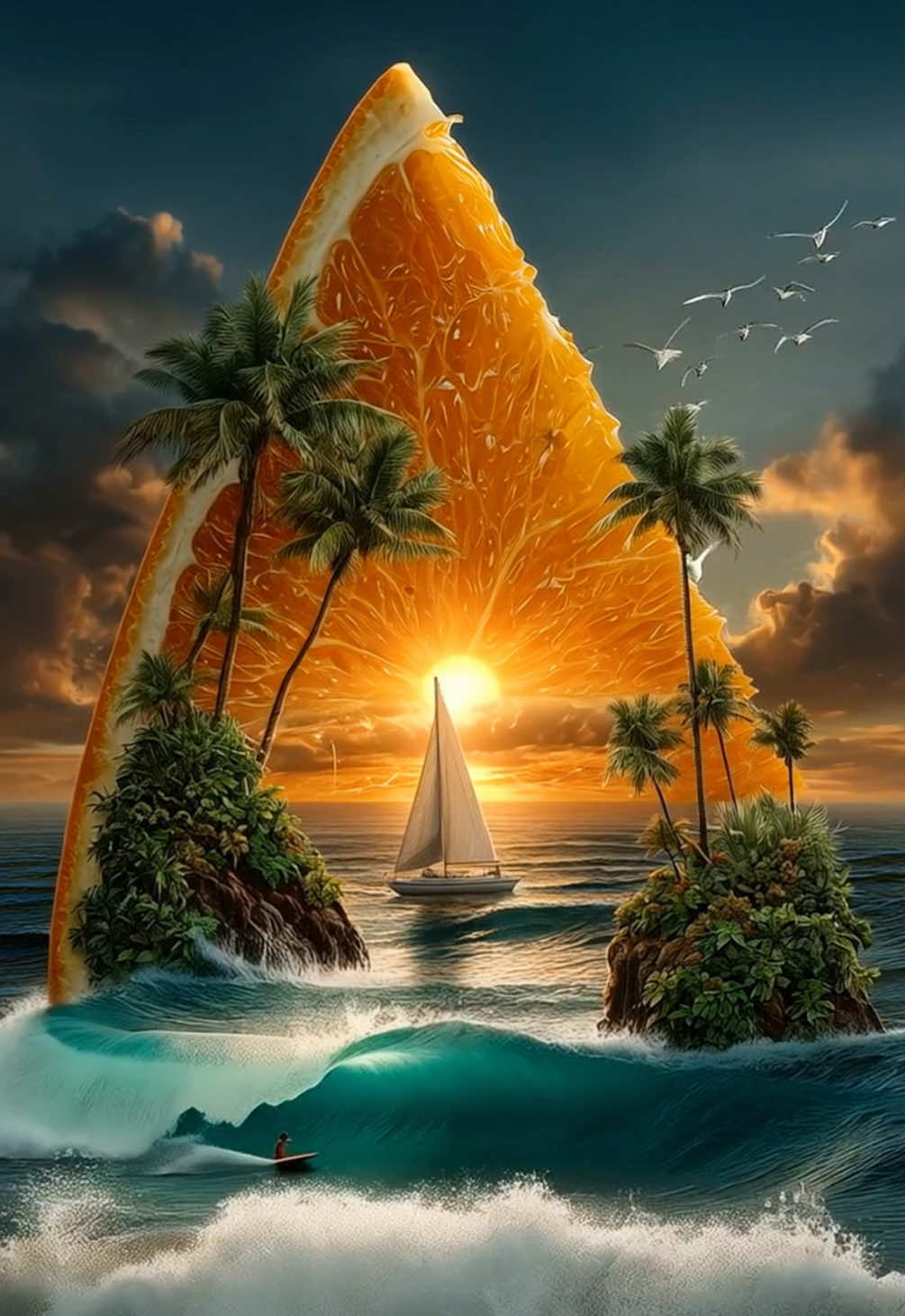 Taste of Orange Paradise 🧡🧡🧡 @Hailuo AI (MiniMax)  #fantasyart #surrealworld #orangeart #creativevideo #tiktoktrending #aiartwork #irinamalina  