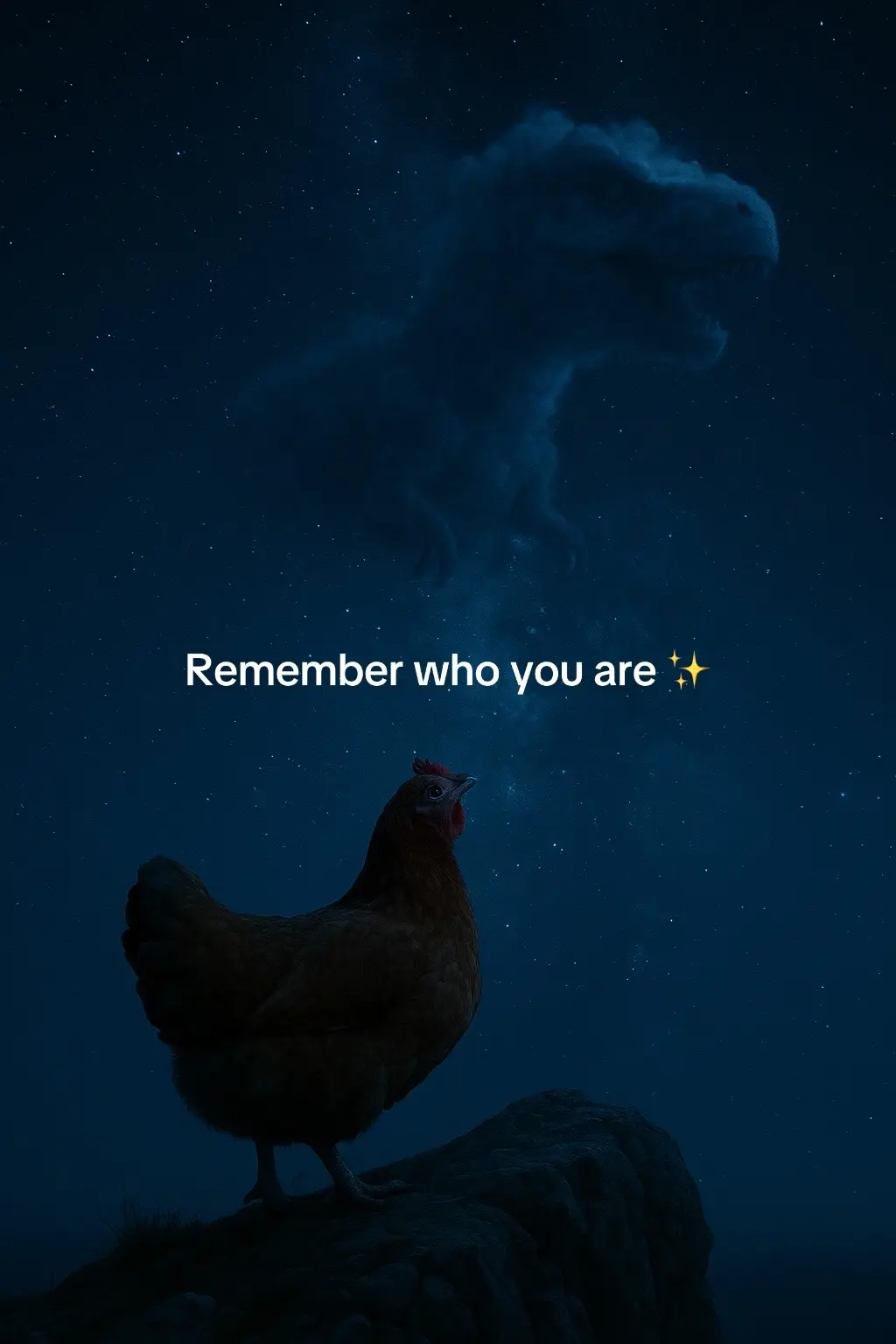 When you’re more than just a chicken…🦖✨ #RememberWhoYouAre #ChickenTok #FarmLife  #NightSky #FunnyChicken #FunnyAnimals 