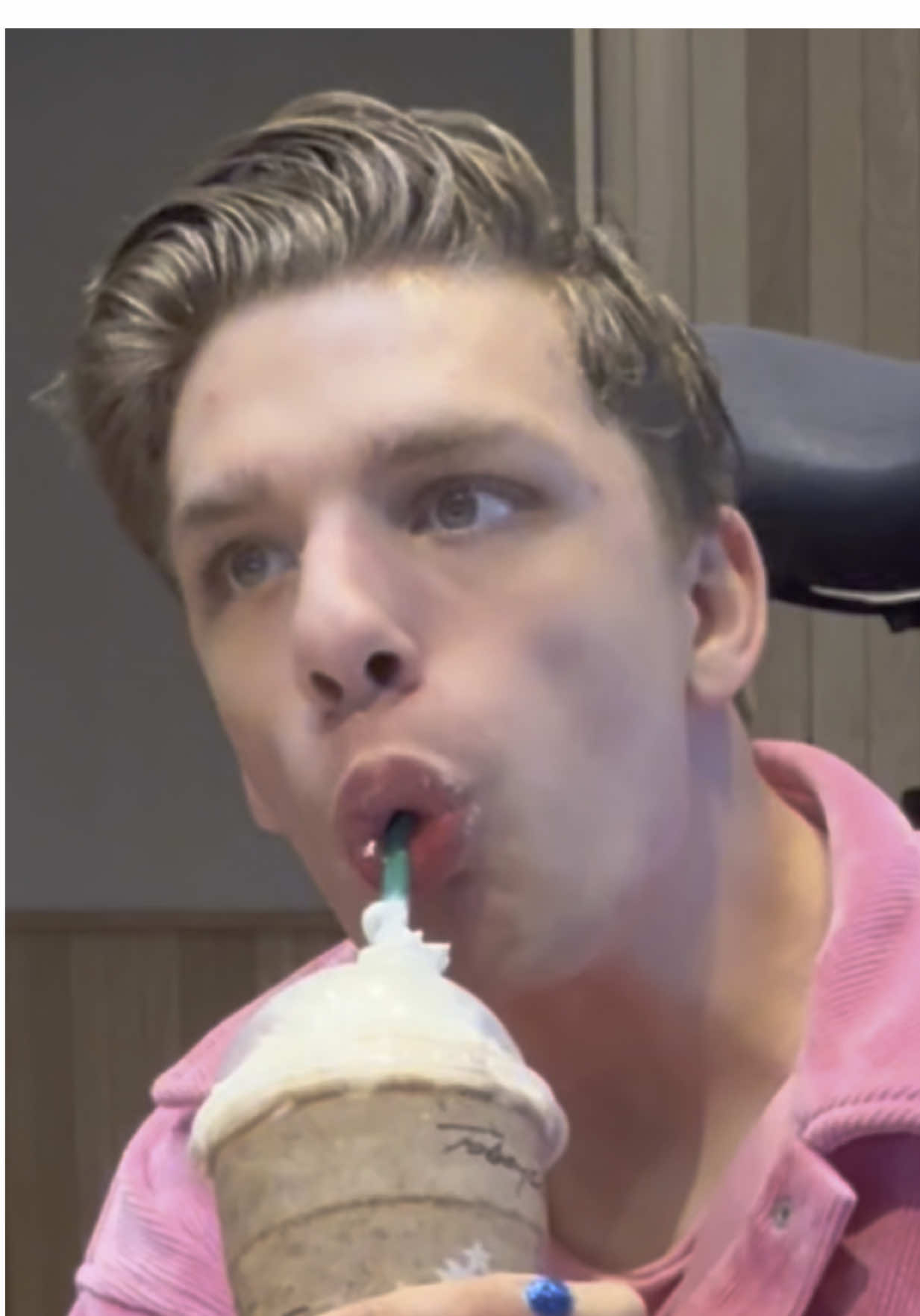 Guess who's back, back again, tell a friend... It's me, your favorite Barbie Boy, hitting up Starbucks for my daily dose of joy! 💖💜 Rocking pink and purple because that's just how Tobie rolls. And of course, you know the drill: Venti Mocha Cookie Crumble, no whipped cream on the bottom, whipped cream on top ONLY, no cookies, AND mocha drizzle! ✨ It's simply divine! When are YOU getting your Tobie Chip, Babeacinos? Have a blessed and Barbie-fied day, babies! 💋 #TobieSmile #StarbucksAddict #Barbiecore #TobieChip #DailyDoseOfJoy @Starbucks 