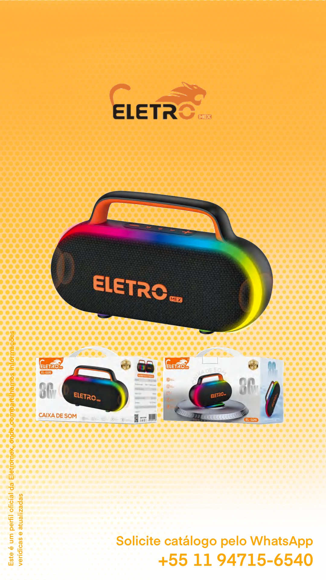 Caixa de Som Bluetooth RGB com Resistência à água e Alça de Mão 