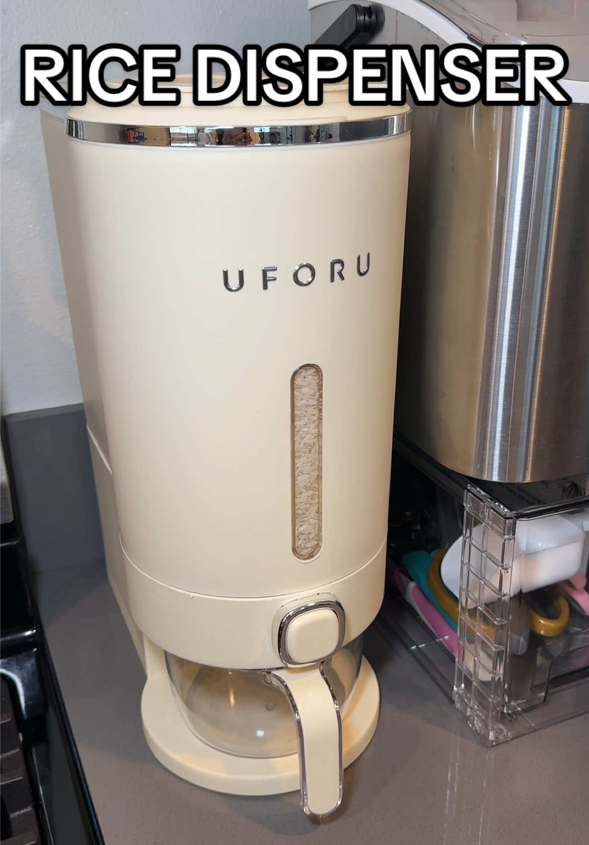My rice bag on the floor was such an eye sore! This countertop rice dispenser is way better!!! #rice #KitchenHacks #kitchenappliances #riceislife #dealsforyoudays #tiktokshopcreatorpicks #ricedispenser 