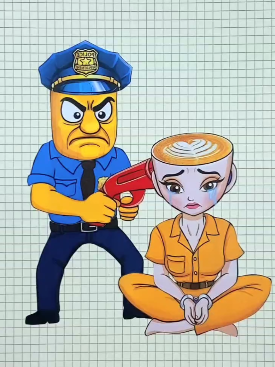 BRAINROT GOOD COPS Tung Tung Tung Sahur LOVE Ballerina Cappuccina _ Sticker Book DIY #tungtungtung #tungtungtungsahur #brainrot #italianbrainrot #fyp @Realistic Editing 