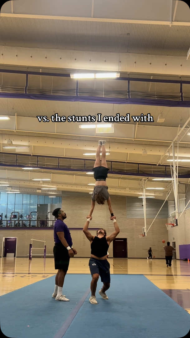 I didn’t realize I was making progress until I had already made it. Don’t be so hard on yourself and celebrate the little wins!🤟💜 #gcucheerleaders  #college #progress #cheerleading #collegecheer #trending #gcu #stunting #fyp 