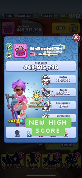 New high score#subwaysurfers #msdonna2020 
