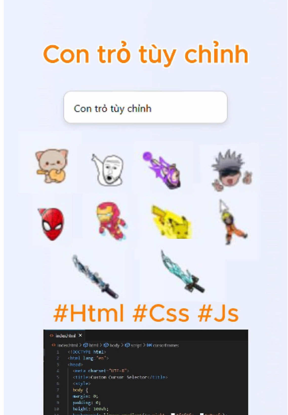 Tuỳ Chình trỏ Chuột 🐁 #htmlcss #viral #foryou #TeoHocLapTrinh #xuhuong 