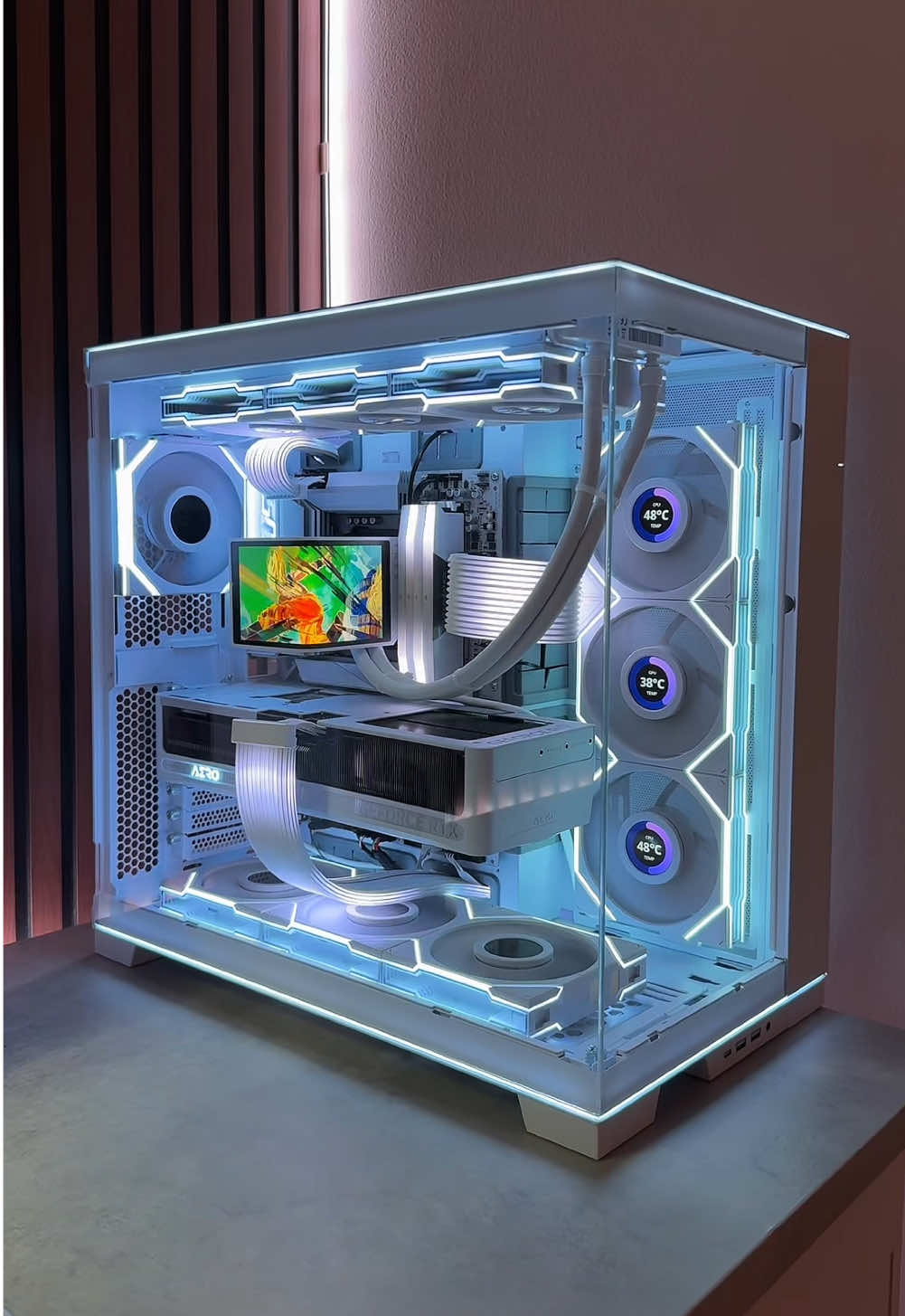 the best white pc case 🤍 #pc #whitepc #pcbuild #dbz #aio #5070ti #lianli #gamingroom #gamingpc #techtok #desk #desksetup #creatorsearchinsights 