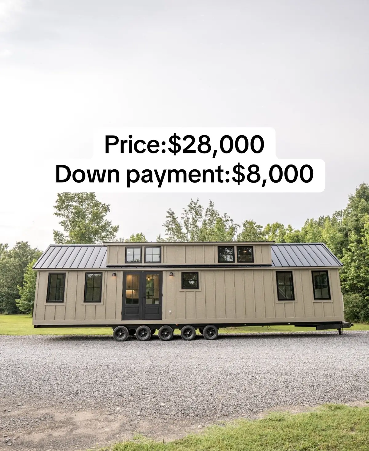 #creatorsearchinsights  Price:$28,000 Down payment:$8,000 1 bedroom | 1 bathroom | seating area with kitchen and cozy loft. #tinyhome, #communityliving, #sustainableliving, #affordablehousing, #minimalism