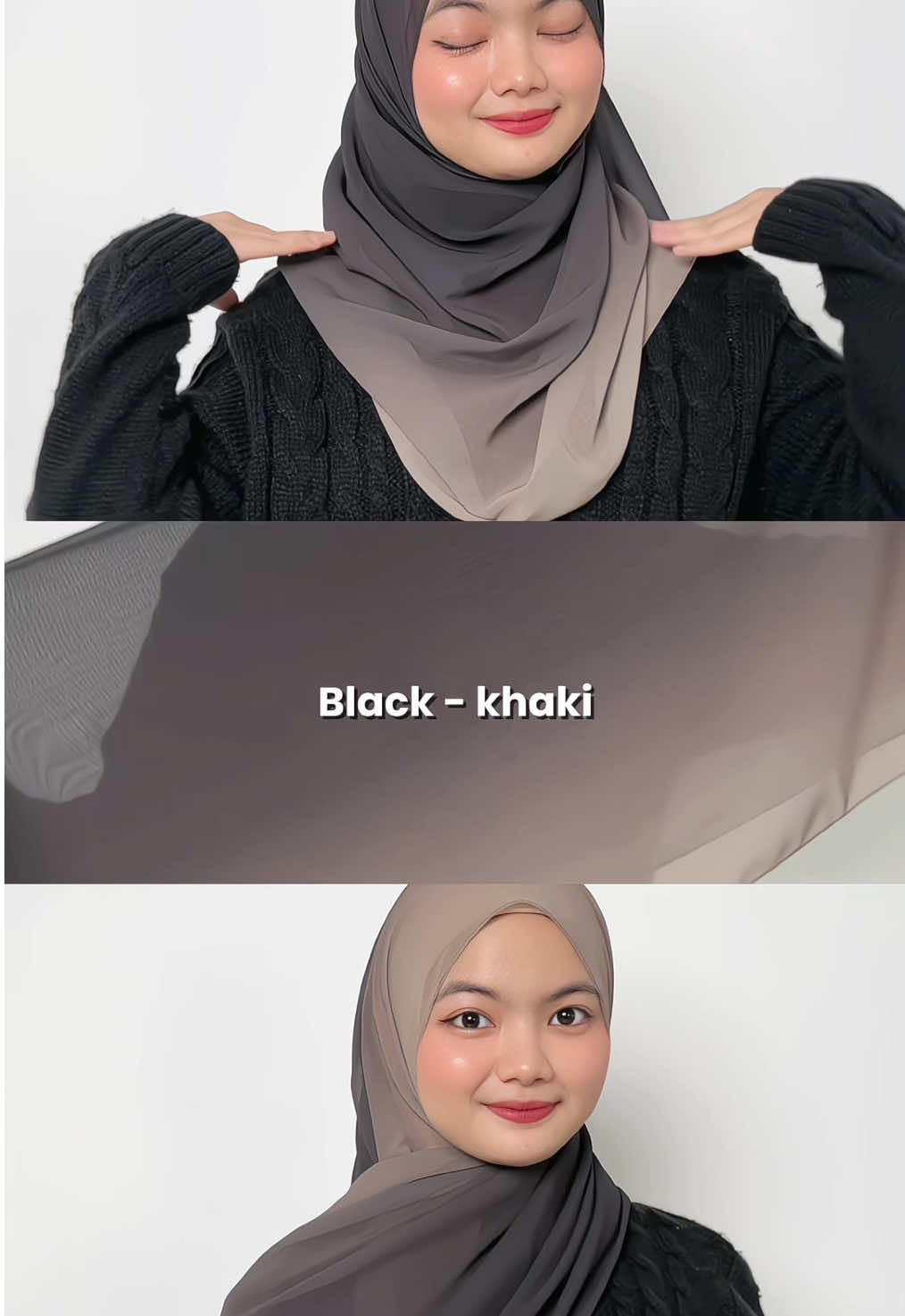 Mana nih pecinta perhitaman, kalian wajib banget punya pashmina gradasi perhitaman ini Black-Khaki, yuk checkout sekarang juga sebelum kehabisan🙌🏻 #pashminagradasi #pashminaombre #boegishijab #fyp #fyppppppppppppppppppppppp 