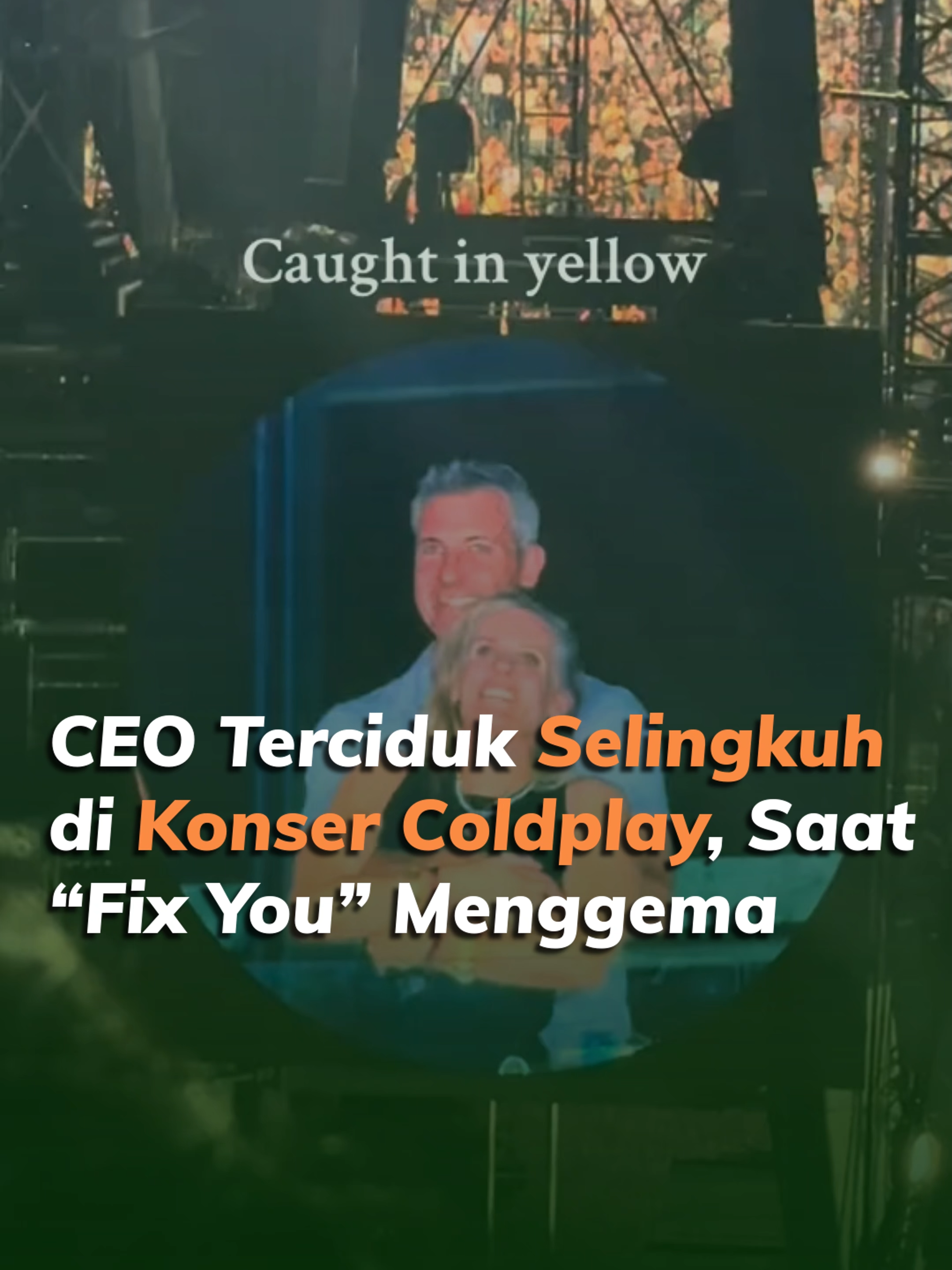 Seorang CEO perusahaan teknologi di Amerika Serikat jadi sorotan usai video dirinya memeluk seorang perempuan yang bukan istrinya viral di media sosial. Momen tersebut terekam di layar besar stadion saat konser Coldplay di Boston dan langsung menyulut perdebatan.  Dalam video yang beredar di media sosial, terlihat CEO Astronomer, Andy Byron memeluk Chief People Officer perusahaannya, Kristin Cabot dari belakang. Keduanya awalnya tersenyum sedetik di tengah kerumunan di Gillette Stadium. Namun saat mengetahui keduanya terekam, Cabot buru-buru menutupi wajahnya, sedangkan Byron mencoba menghindari sorotan kamera.   Vokalis Coldplay, Chris Martin bilang kepada penonton 