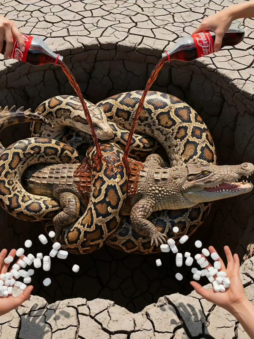 Survival skills: Using Coca cola, 7Up And Mentos Catch Big Snake And Crocodile From Underground hole 