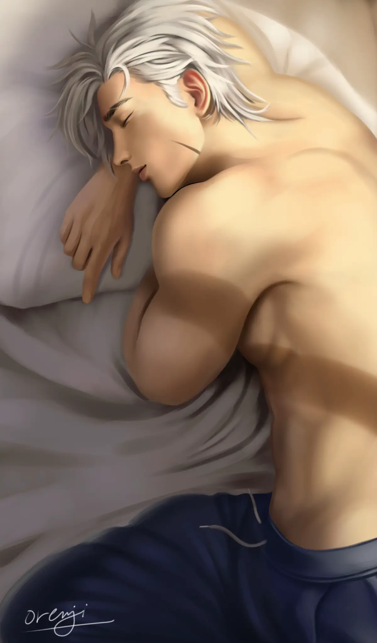 Don’t be too loud, you’ll wake him 😌 got this lovely art from tbe GOAT @orenji #mobilelegends #mobilelegendsbangbang #mlbb #aamon #aamontiktok #aamonmlbb 