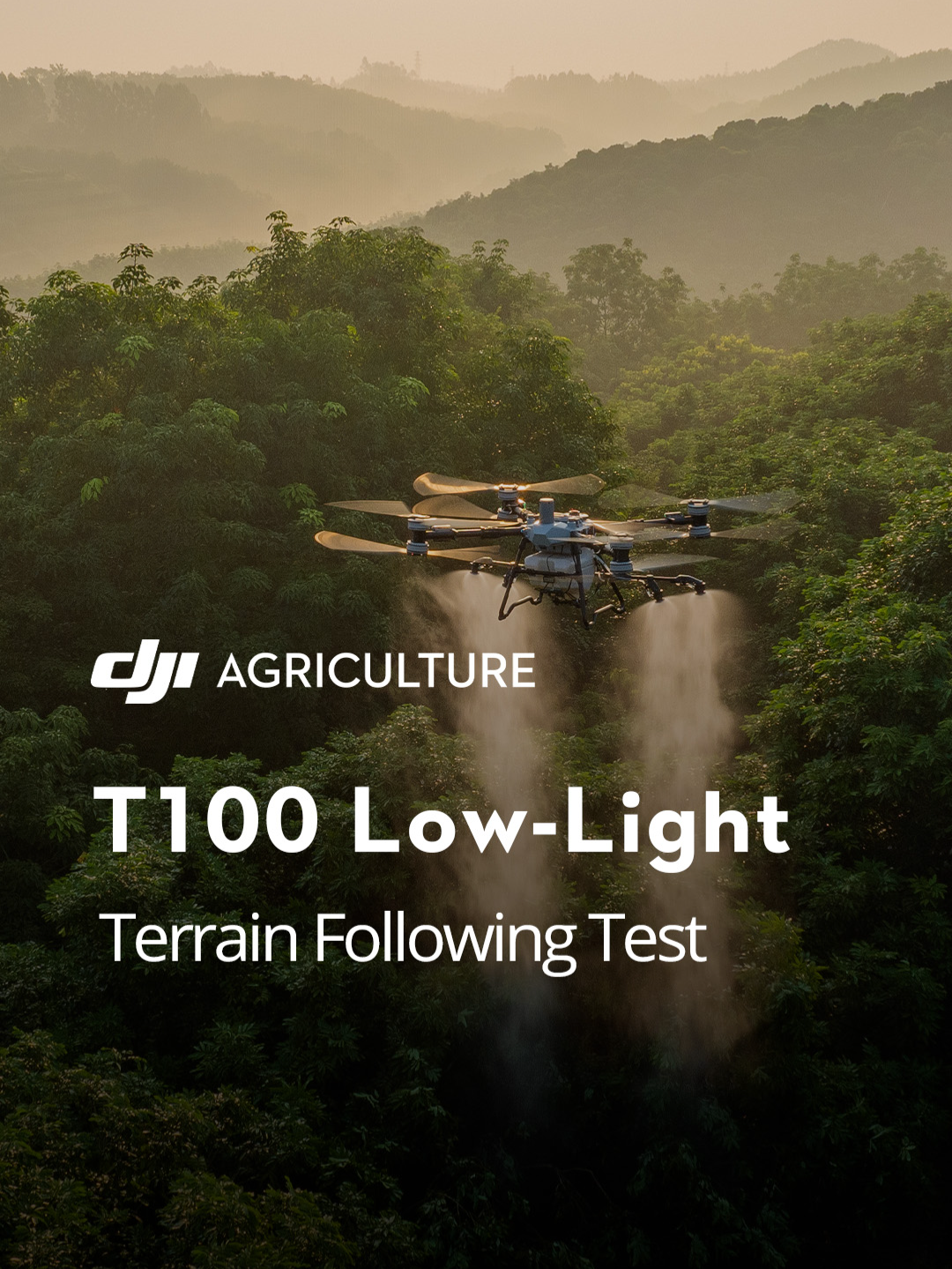 No mapping, low light? Still no worries! T100's low-light terrain following test, done! 😎✨🌙 #DJIAgriculture #Agriculturaldrone #DJIT100 #LowLightTest #DroneTech #DroneInnovation