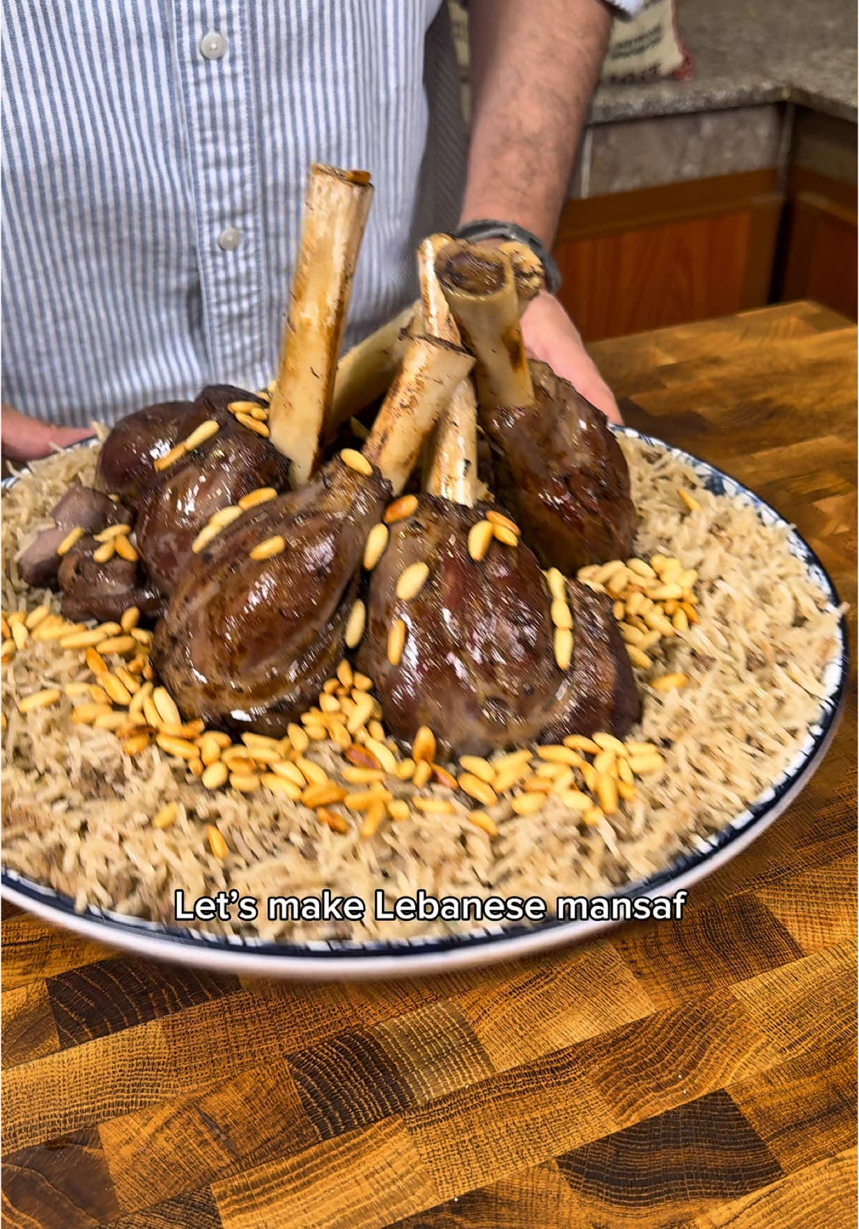 Lebanese Mansaf (المنسف اللبناني) @canarybasmati  Ingredients: - 2 kgs of lamb shanks - 2 cups of @canarybasmati  - 2 onions - 500 grams minced lamb - 100 grams pine nuts - salt & pepper - 3 bay leaves - 2 sticks of cinnamon - 2 cloves - 4 cardamom pods - 5 peppercorns - 8-9 cups of water - 4 tbsps ghee - 2 tbsps flour - 1 tbsp seven spice - 1 tsp cinnamon powder - start by searing the salted lamb shanks in a pot then add the aromatics. The water and let them fully cook for about 2 hours or till super tender. - strain the stock and broil the shanks in the oven. - wash and soak 2 cups of @canarybasmati and set it aside. - saute a diced onion in a drizzle of ghee with the mince then add the rice. Salt. Pepper the seven spice and the cinnamon powder. - add 3 cups of the stock to the rice or till it’s about a centimeter above the rice. Once it boils drop the heat to a simmer cover and it cook for 20 minutes. - toast 2 tbsps of flour then add a tbsp of ghee to it while mixing. Gradually add stock to it while whisking till you get a smooth and creamy sauce. - pour the rice on a serving plate. top it with the shanks. The pine nuts toasted in ghee and enjoy. #food #cooking #meat #lamb #lebanon #lebanesefood #rice #lamb #sauce