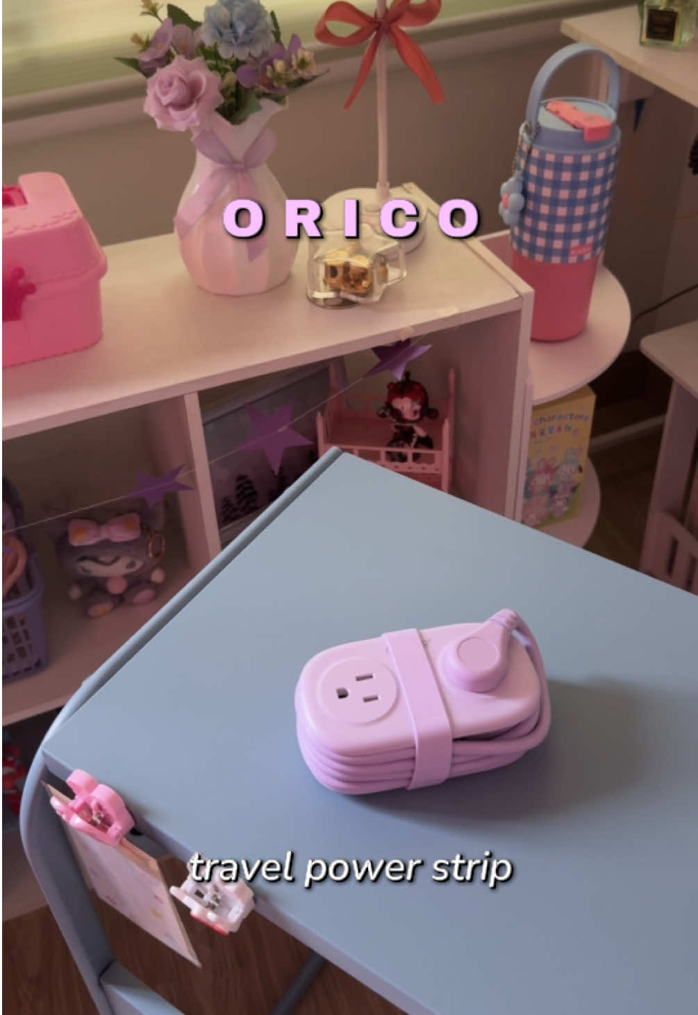🔗 in my b!0 under “more stuff” page ✨  in my fav color ! aaAhhHh ! 🥹💖  ps, it can be wall mounted too ! 🧚🏼‍♀️ #powerstrip #orico #purple #techtok #travel #girlythings #pinterest #aesthetic #fypシ 