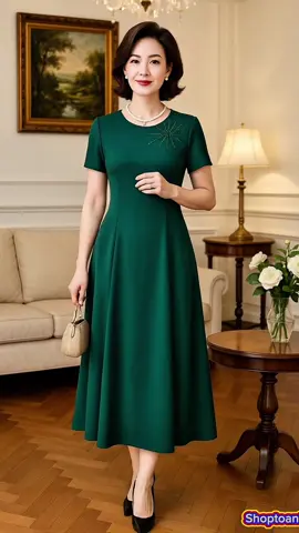 Đầm trung niên tặng mẹ LYBEE Lx chất lụa Nhật#thoitrangnu #viral #xh #hottren #tiktokshop #uocduoclenxuhuong #bodotrungnien #dam 