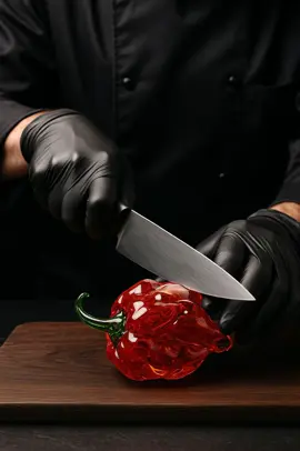 Carolina Reaper 🔥#fyp #asmrfruit #foodart #crystalslice 