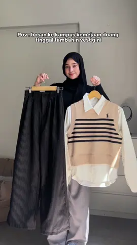 ( SPILL OUTFIT DI CAPTION 👇 ) Detail outfit link di bio profil :  pashmina link no. B 149 vest kemeja link no. B 143 celana link no. B 175 tas link no. B 159 sepatu link no. 848  cara order : klik link di bio profil aku -> lalu klik tanda 3 titik di atas pojok kanan -> lalu klik tulisan ( buka di browser ) -> lalu cari no. sesuai produk -> lalu klik order selesai