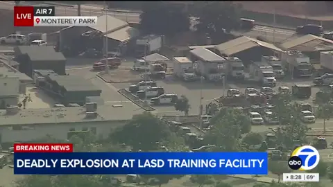 (7/18/25) At least three people were killed in an apparent explosion at an #LA County Sheriff's Department training facility in #MontereyPark. The incident took place at what looked to be the department's SEB compound, which houses the sheriff's department's special enforcement units and bomb squad. #breakingnews #LASD