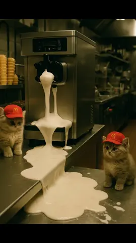 Ice cream overload #McDonalds #cats #cattok #viralvideo #funnyvideo #ai #kittens #cattiktok