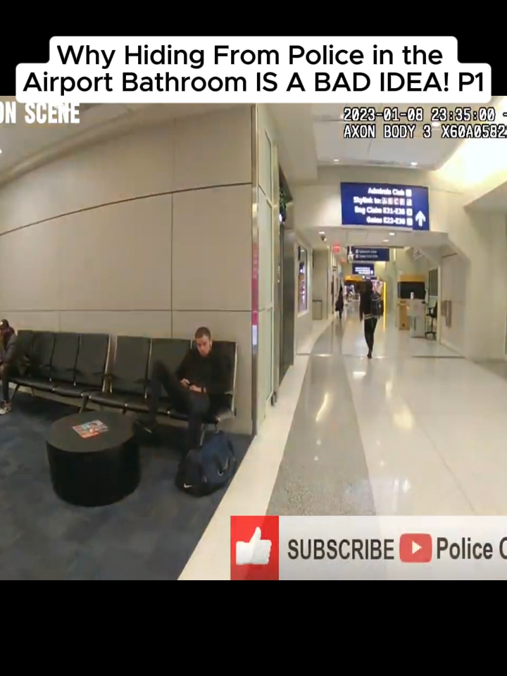 Why Hiding From Police in the Airport Bathroom IS A BAD IDEA!#fyp #cops #police #bodycam #cam #usa #fy #f