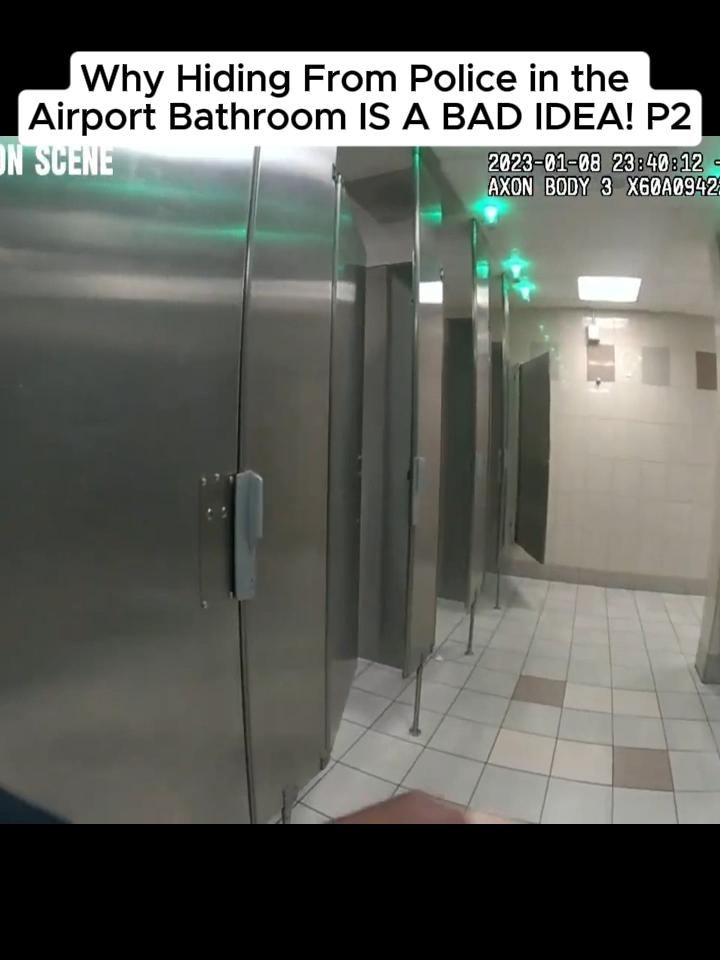 Why Hiding From Police in the Airport Bathroom IS A BAD IDEA!#fyp #cops #police #bodycam #cam #usa #fy #f