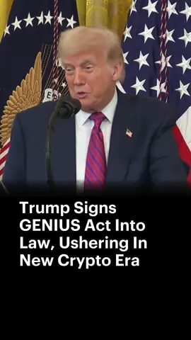 President Trump went live Friday afternoon to celebrate his signing of the Guiding and Establishing National Innovation for U.S. Stablecoins Act, also known as the GENIUS Act, during “Crypto Week.” Some of the biggest and heaviest hitters (and donors) in the crypto space were in attendance, including Coinbase CEO Brian Armstrong, Robinhood CEO Vlad Tenev, and the Winklevoss Twins, who both lead the charge at crypto exchange Gemini. President Trump congratulated SEC Chairman Paul Atkins and his “crypto guys” for their success.