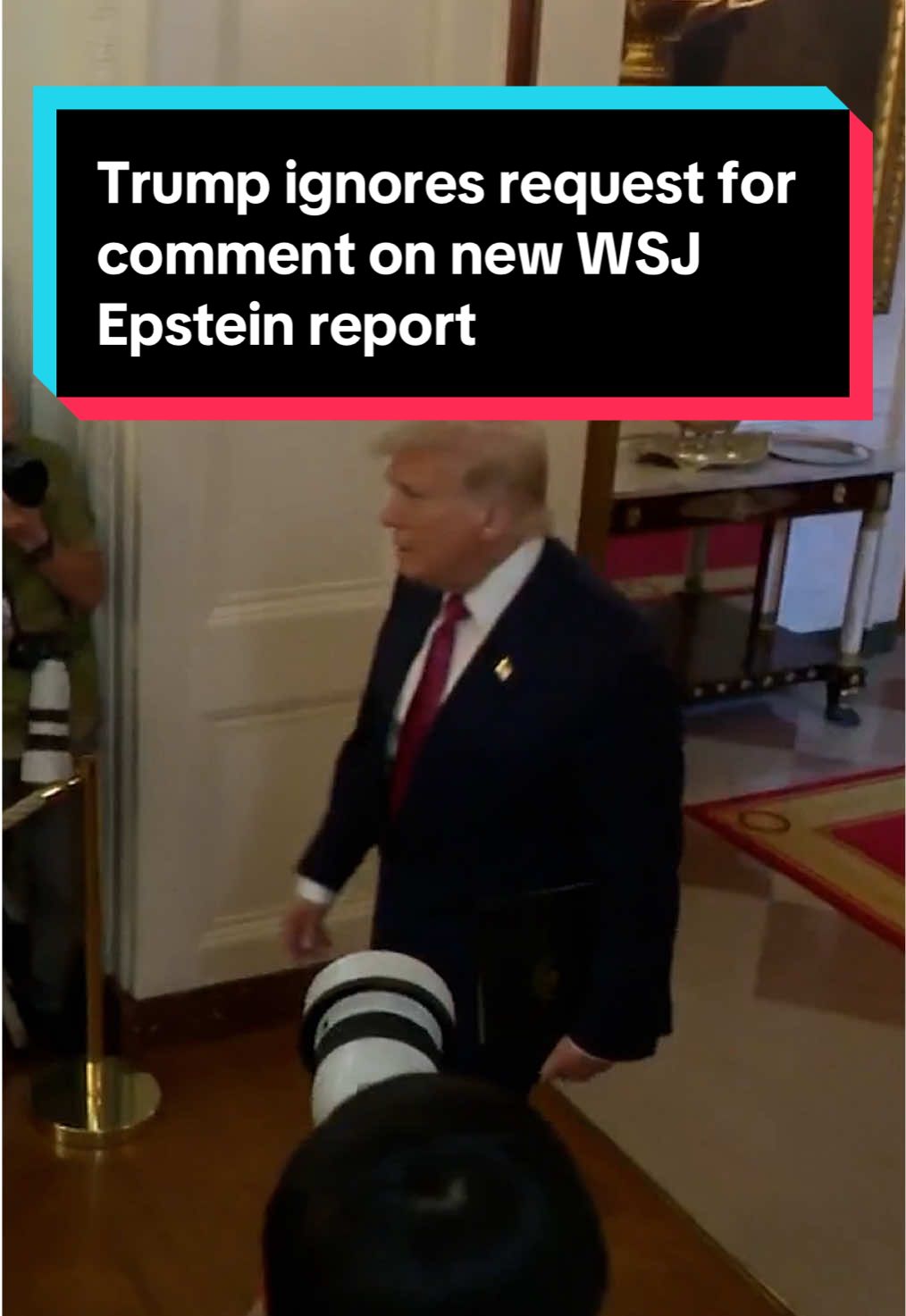 As President Trump entered a signing event for the GENIUS Act, he was asked if he had any comment on The Wall Street Journal's report that he had sent a letter to Jeffrey Epstein in 2003. He ignored it. MSNBC has not independently verified or seen the letter. It’s unclear whether these documents are part of the Trump Administration’s recent review. Trump denied he wrote the letter in an interview with the Journal prior to the story's publication. #politics #epstein #trump 