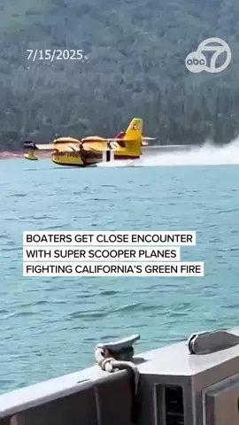 Super scooper close encounter! Some California boaters got up close and personal with some firefighting planes on July 15, 2025 while boating in the Shasta-Trinity National Forest. The super scooper planes fly right over the water, scooping up 1,400 gallons in a matter of seconds! They have been helping battle the Green Fire since early July. #fire #firefighting #ShastaTrinityNF #GreenFire #FireYear2025 #WildfireResponse #FirefighterSafety #usforestservice 