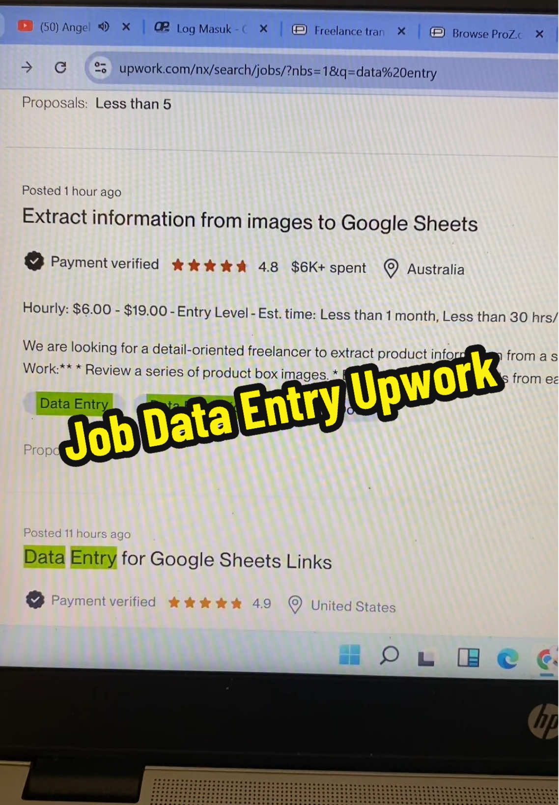 Ada banyak job lebih kurang macam ni dalam Upwork tapi kena tahu satu benda, Upwork ni berbayar kalau nak guna. Dah takde free connects macam dulu. Saya pengguna berbayar juga 😊 #wfh #wfhjobs #freelancer #educationalpurposes #kerjaonline #kerjadarirumah #kerjakosong 