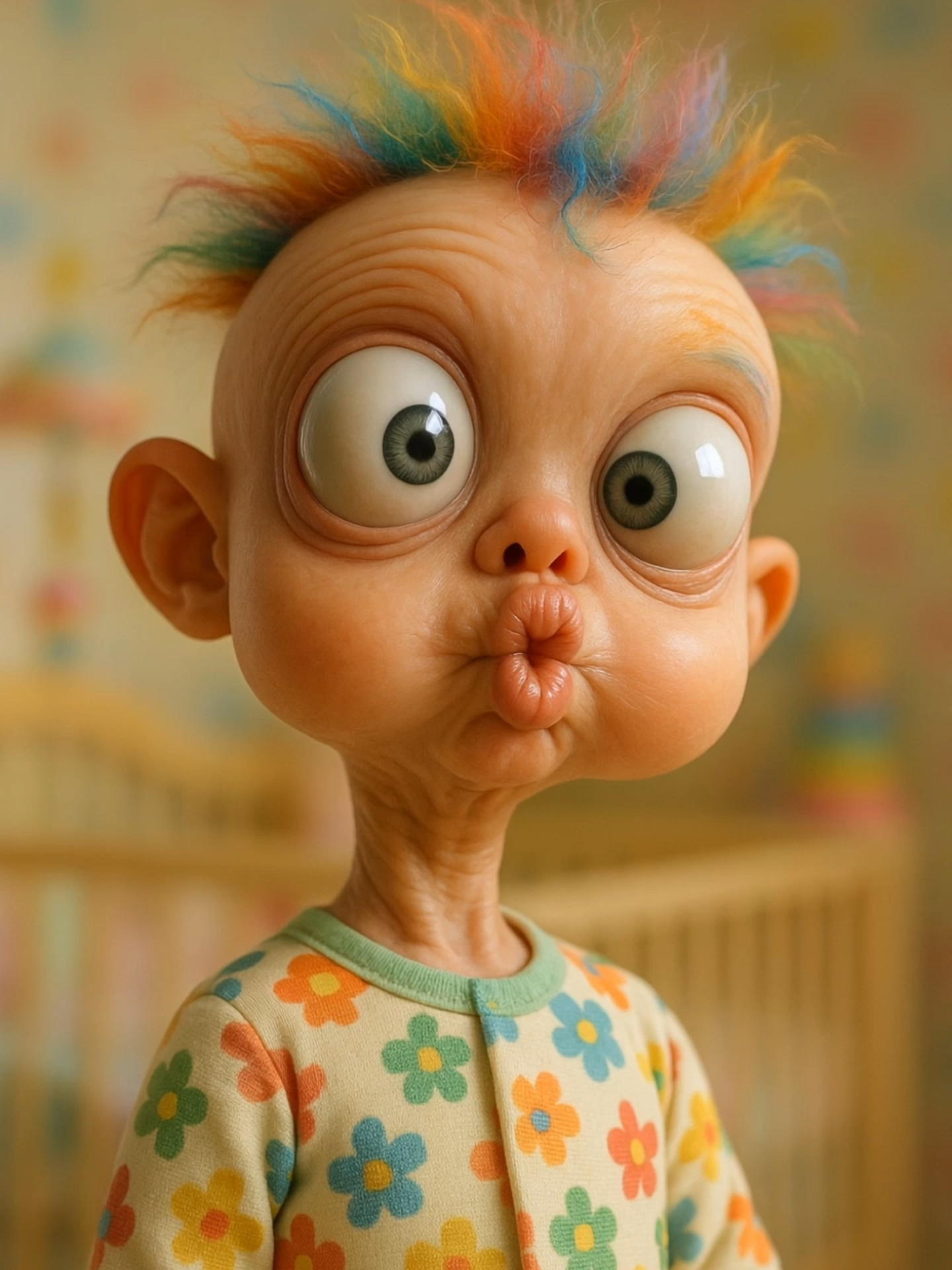 Just here waiting for my goodnight kiss... 💋 #goodnightkiss #memetok #kissyface #unhingedvibes #silly #weirdcore #creepycute #cursedcontent #goofymood #aivideo #fyp #memeface #goodnight