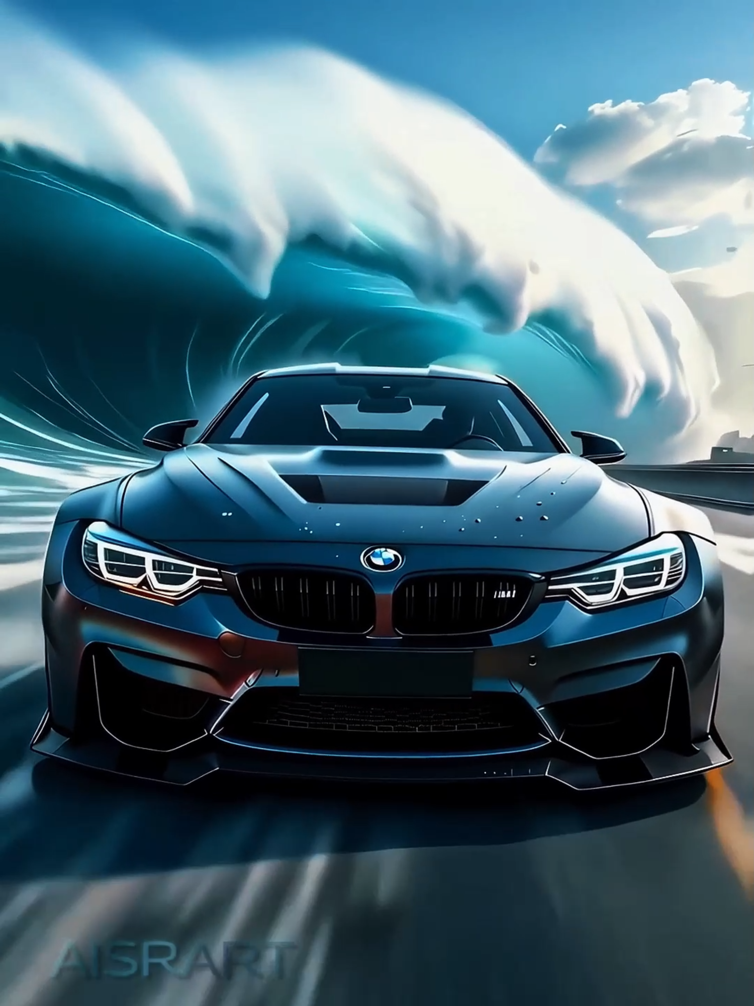 BMW M4 vs Tsunami #tsunami #autosport #bmwm4competition #silvercar #arttrend2025 #clipvideos #aivideoviral #livewallpaper4k #aisrart #FYP #PourToi