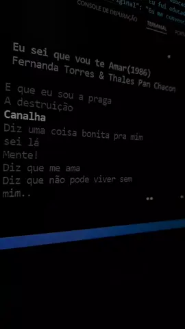 18/07 - Diz uma coisa bonita pra mim...sei lá, MENTE!, diz que me ama, e que não pode viver sem mim.... . . . #amor #lyrics #whodidyoutouch #programing #traducao #vaiparaofy #fernandatorres #euseiquevouteamar #python #aestheric 